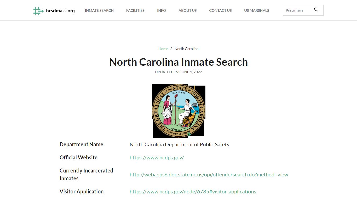 North Carolina Inmate Search – North Carolina Department of Public ...